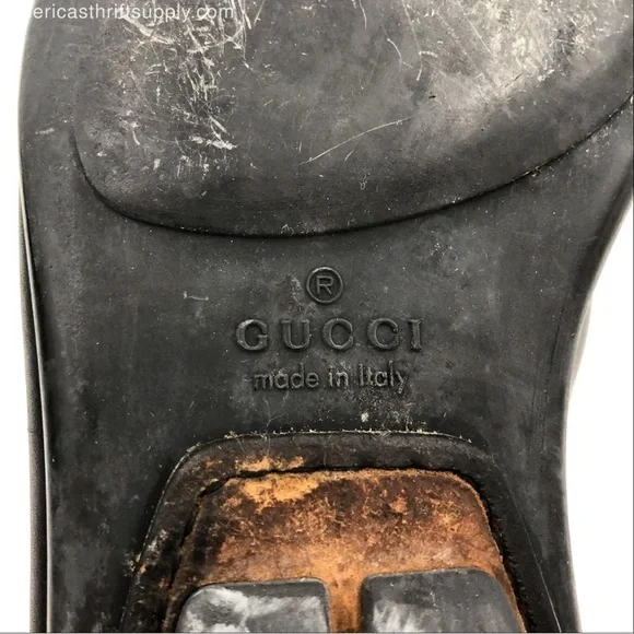 Gucci Men's Black Leather Loafers w/ Gold-Tone Horsebit Detail - Size 9.5 (+COA) - Picture 12 of 13